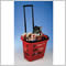 Shopping basket with rolls and handle